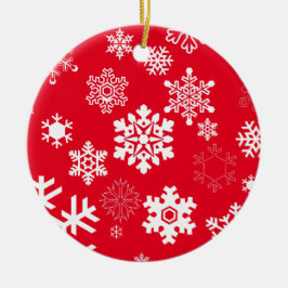 Weiße Schneeflocken - Anpassbare Hintergrundfarbe Keramikornament