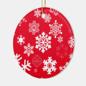 Weiße Schneeflocken - Anpassbare Hintergrundfarbe Keramikornament (Links)