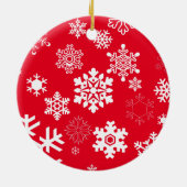 Weiße Schneeflocken - Anpassbare Hintergrundfarbe Keramikornament (Hinten)