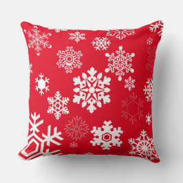 Weiße Schneeflocken - Anpassbare Hintergrundfarbe Kissen