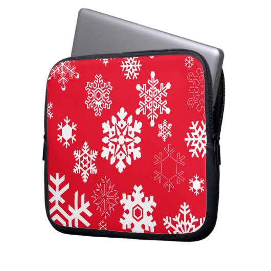 Weiße Schneeflocken - Anpassbare Hintergrundfarbe Laptopschutzhülle (Vorderseite Links)