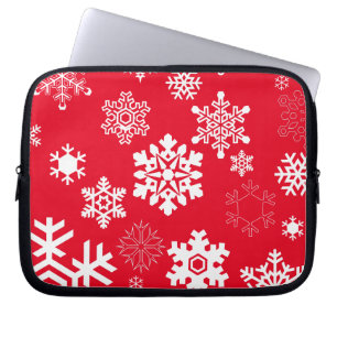 Weiße Schneeflocken - Anpassbare Hintergrundfarbe Laptopschutzhülle