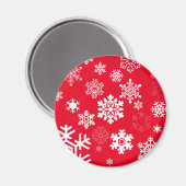 Weiße Schneeflocken - Anpassbare Hintergrundfarbe Magnet (Vorderseite/Rückseite)
