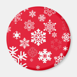 Weiße Schneeflocken - Anpassbare Hintergrundfarbe Magnet