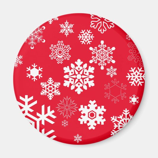 Weiße Schneeflocken - Anpassbare Hintergrundfarbe Magnet (Vorne)