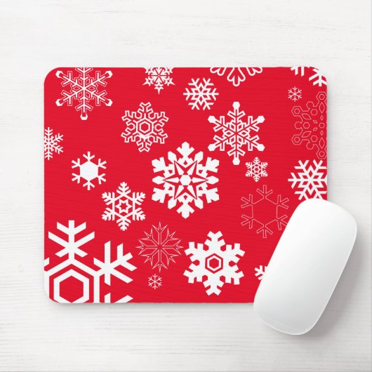 Weiße Schneeflocken - Anpassbare Hintergrundfarbe Mousepad (Mit Mouse)