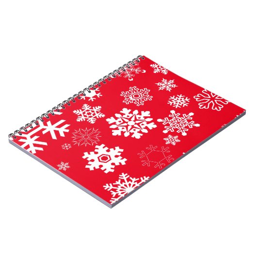 Weiße Schneeflocken - Anpassbare Hintergrundfarbe Notizblock (Linke Seite)