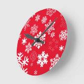 Weiße Schneeflocken - Anpassbare Hintergrundfarbe Runde Wanduhr (Winkel)