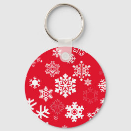 Weiße Schneeflocken - Anpassbare Hintergrundfarbe Schlüsselanhänger
