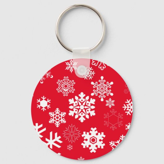 Weiße Schneeflocken - Anpassbare Hintergrundfarbe Schlüsselanhänger (Vorderseite)
