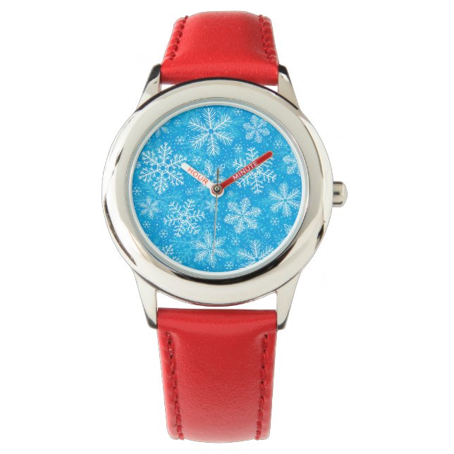 Weiße Schneeflocken Armbanduhr (Vorderseite)