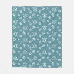 Weiße Schneeflocken auf Aquamarinem Fleece Blanket