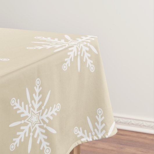 Weiße Schneeflocken auf beige Weihnachtstischdecke Tischdecke (Beispiel)