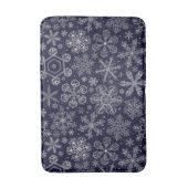 Weiße Schneeflocken auf blau Badematte (Vorderseite Vertikal)