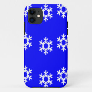 Weiße Schneeflocken auf blau Case-Mate iPhone Hülle