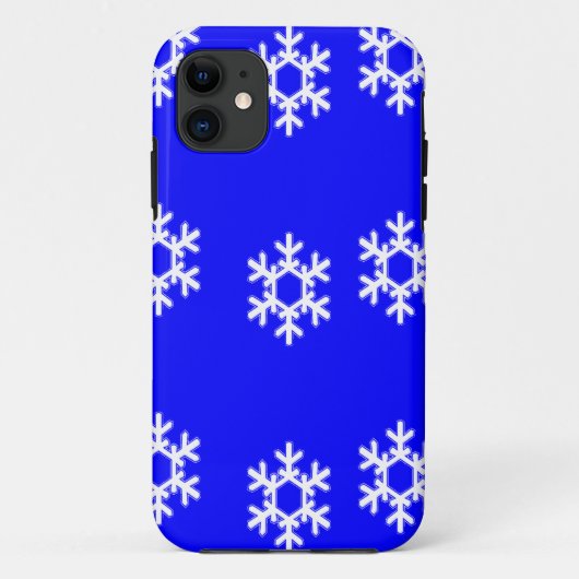 Weiße Schneeflocken auf blau Case-Mate iPhone Hülle (Rückseite)