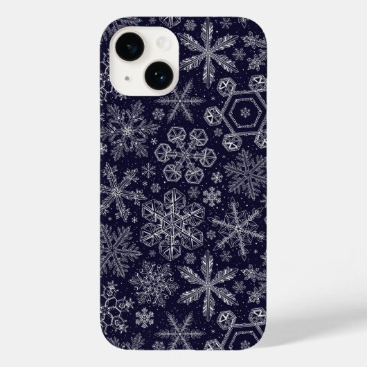 Weiße Schneeflocken auf blau Case-Mate iPhone Hülle (Rückseite)