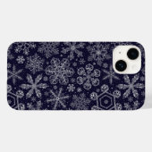 Weiße Schneeflocken auf blau Case-Mate iPhone Hülle (Rückseite (Horizontal))
