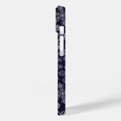 Weiße Schneeflocken auf blau Case-Mate iPhone Hülle (Rückseite / Links)