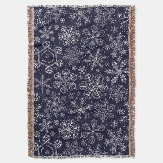 Weiße Schneeflocken auf blau Decke (Vorderseite Vertikal)