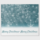 Weiße Schneeflocken auf blau Geschenkpapier (Flach)