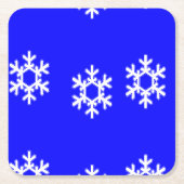 Weiße Schneeflocken auf blau Rechteckiger Pappuntersetzer (Vorderseite)