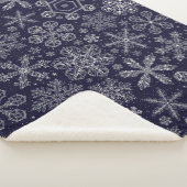 Weiße Schneeflocken auf blau Sherpadecke (3/4)