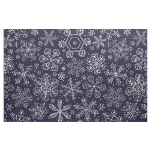 Weiße Schneeflocken auf blau Stoff (Fat Quarter (45,7 x 55,9 cm))