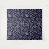 Weiße Schneeflocken auf blau Wandteppich (Vorderseite (Horizontal))
