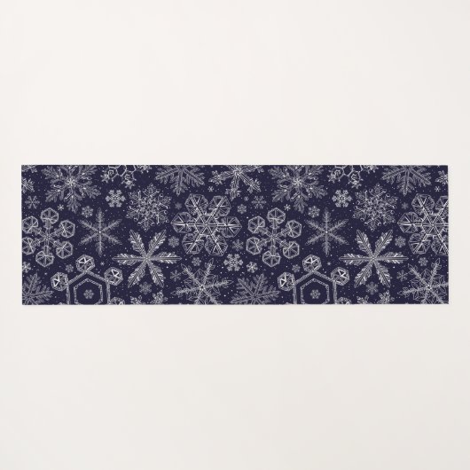 Weiße Schneeflocken auf blau Yogamatte (Rückseite (Horizontal))