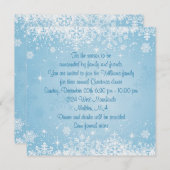 Weiße Schneeflocken auf blaue Weihnachtsfeier Einladung (Vorne/Hinten)