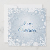 Weiße Schneeflocken auf blauem Einladung (Rückseite)