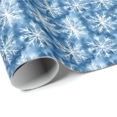Weiße Schneeflocken auf Blauem Fleck Geschenkpapier (Rolleneckpunkt)
