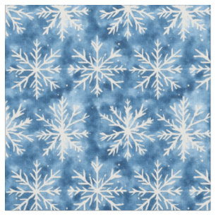 Weiße Schneeflocken auf Blauem Fleck Stoff