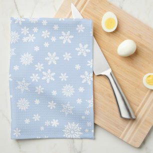 Weiße Schneeflocken auf blauem Weihnachten Geschirrtuch