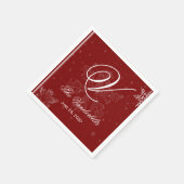 Weiße Schneeflocken auf Cranberry Wedding Napkins Serviette (Ecke)