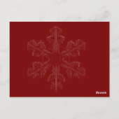 Weiße Schneeflocken auf Cranberry Wedding Tischnum Postkarte (Rückseite)