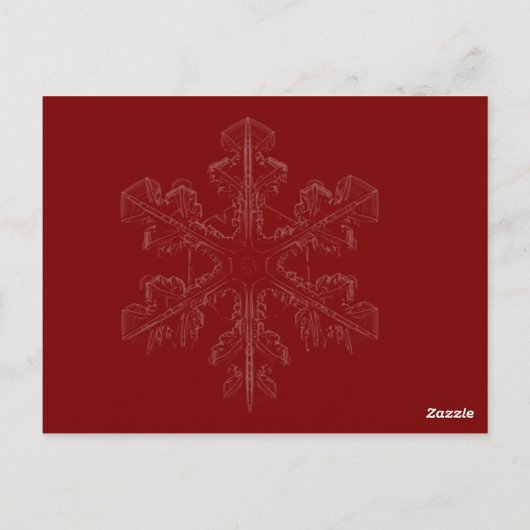 Weiße Schneeflocken auf Cranberry Wedding Tischnum Postkarte (Rückseite)