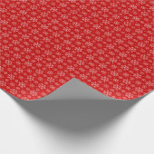 Weiße Schneeflocken auf dem Roten Hintergrund Weih Geschenkpapier (Ecke)