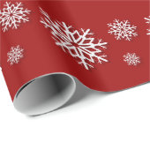 Weiße Schneeflocken auf dem Roten Urlaub Geschenkpapier (Rolleneckpunkt)