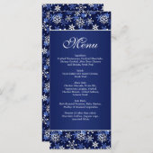 Weiße Schneeflocken auf dunkelblauer Menükarte (Vorne/Hinten)