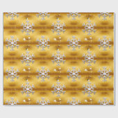 Weiße Schneeflocken auf Gold Weihnachten Geschenkpapier (Flach)