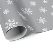 weiße Schneeflocken auf grauem Hintergrund Geschenkpapier (Rolleneckpunkt)