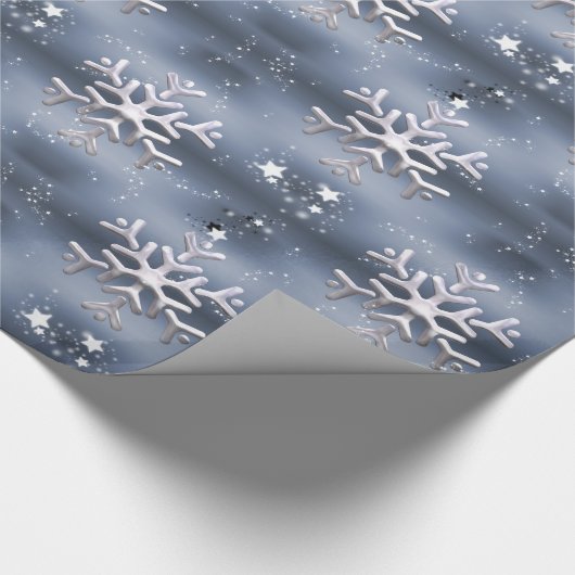 Weiße Schneeflocken auf grauen Weihnachten Geschenkpapier (Ecke)