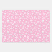 Weiße Schneeflocken auf Grün, Blau und Rosa Geschenkpapier Set (Vorderseite 3)