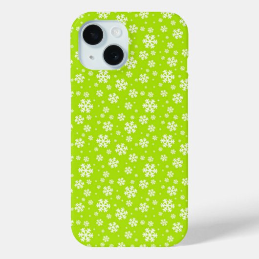Weiße Schneeflocken auf grünem Wintermuster Case-Mate iPhone Hülle (Rückseite)