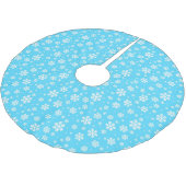 Weiße Schneeflocken auf Hellblauem Wintermuster Polyester Weihnachtsbaumdecke (Schrägansicht)