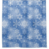 Weiße Schneeflocken auf Icy Blue Duschvorhang (Vorderseite)