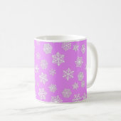 Weiße Schneeflocken auf orchigem Hintergrund Kaffeetasse (VorderseiteRechts)