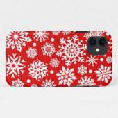 Weiße Schneeflocken auf Rot Case-Mate iPhone Hülle (Rückseite (Horizontal))